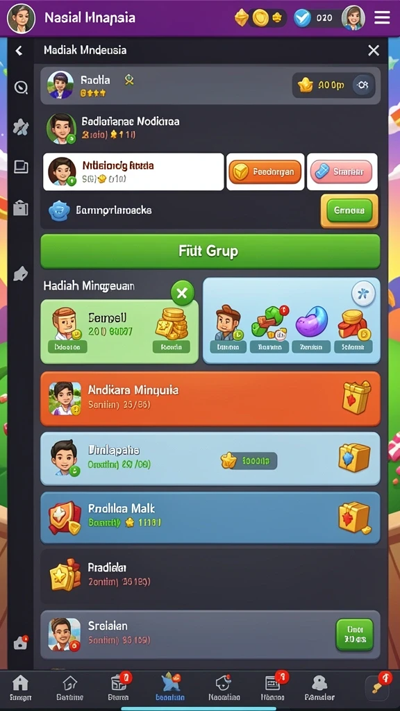 Fitur turnamen mingguan dengan hadiah besar.