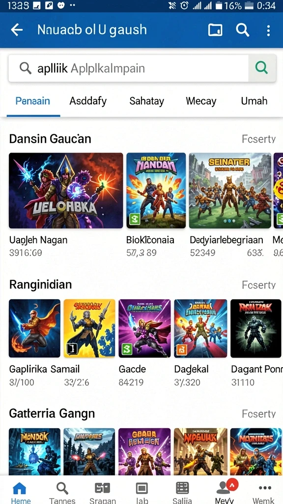 Tampilan awal permainan dengan karakter-karakter menarik.